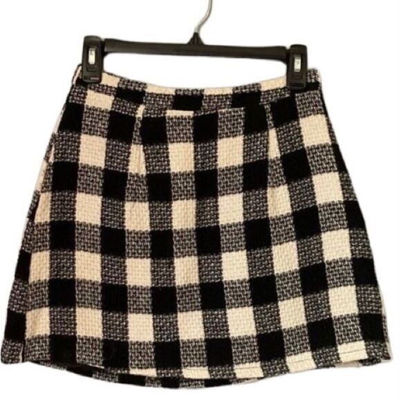 Missguided women’s black and white checkered mini skirt, s/6 - Picture 1 of 5
